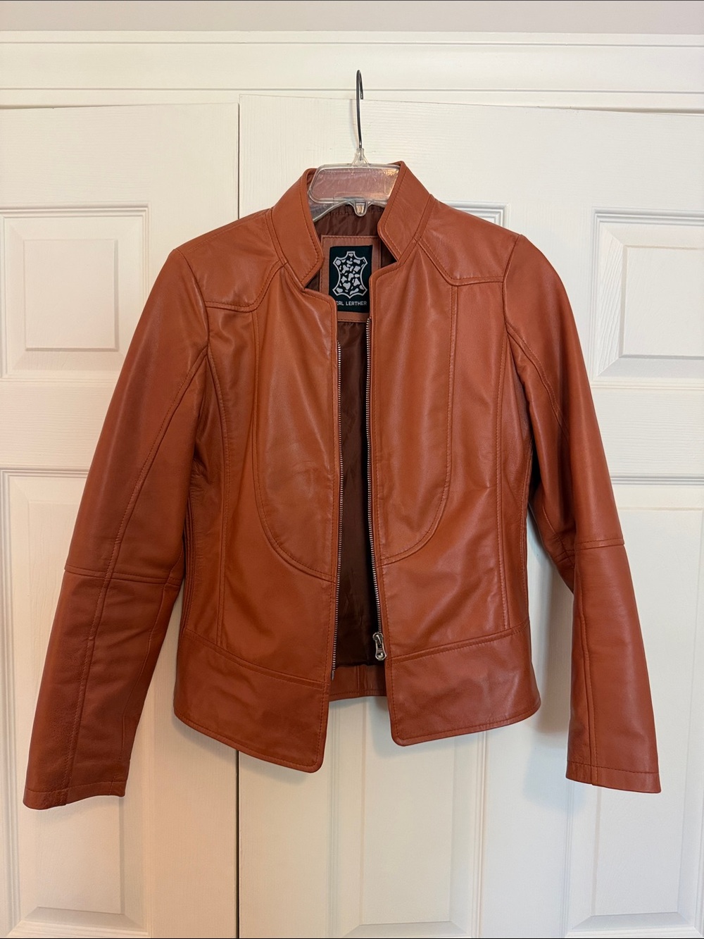 Women's Rust Leather Moto Jacket